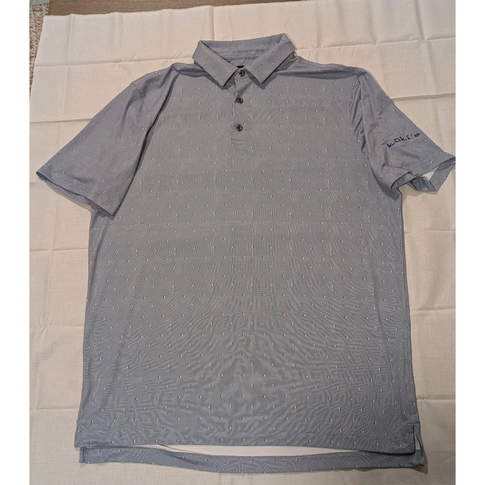 Chase54 Polo Shirt Mens L Blue Geometric Print Golf Stretch Performance